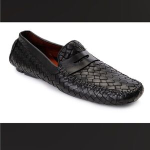 Robert Zur Men's Black Woven Loafers